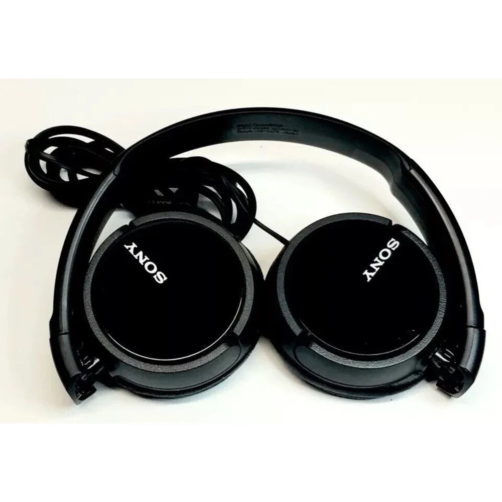 Sony Headphones MDR-ZX110/BC Stereo Black Tangle Free Cable Quick Folding Stereo